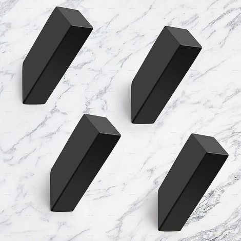4-pack matte black wall hooks, heavy-duty SUS 304 stainless steel hooks, (1/4)