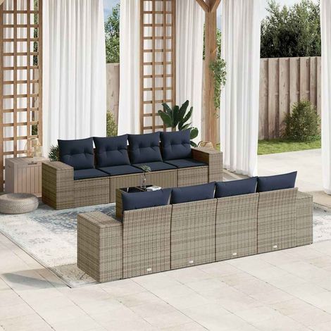 Teenpull – 9-teiliges Gartensofa-Set mit Kissen, grau, Polyrattan (1/5)