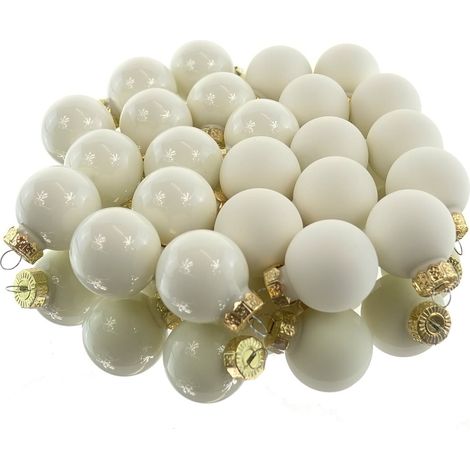 Weihnachts-Micro-Kugeln Wollweiß Ø 2,5 cm aus Glas - 24er Set