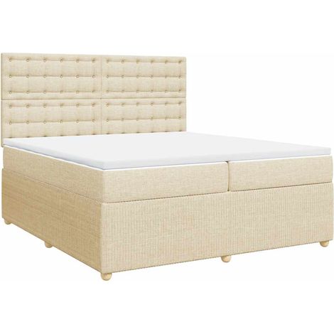 Maison Exclusive - Giroletto a Molle con Materasso Crema 200x200 cm in Tessuto (1/5)