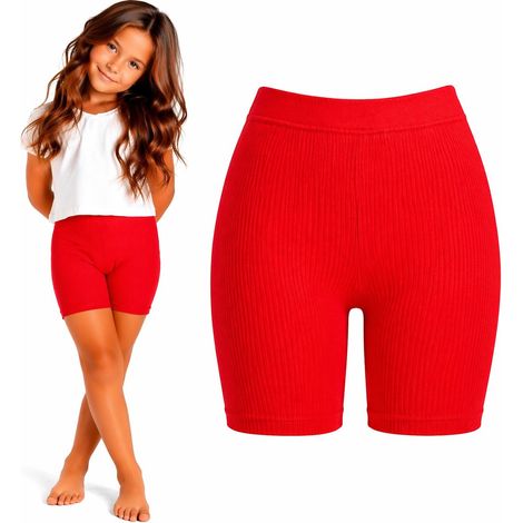 Short cycliste à rayures rouges pour filles Bates 140 (1/3)