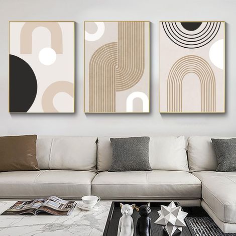 Lot de 3 posters, Art abstrait moderne, Images murales simples pour salon, Décoration murale pour chambre à coucher, 50x70cm, Sans cadre (Géométrique, 40 x 60cm) (1/5)