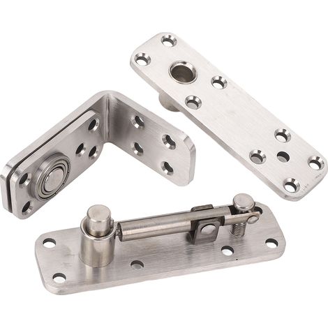 Charnière de porte invisible à rotation à 180 degrés, capacité de charge de 600 lb, en acier inoxydable brossé argenté, charnière pivotante robuste (1/5)