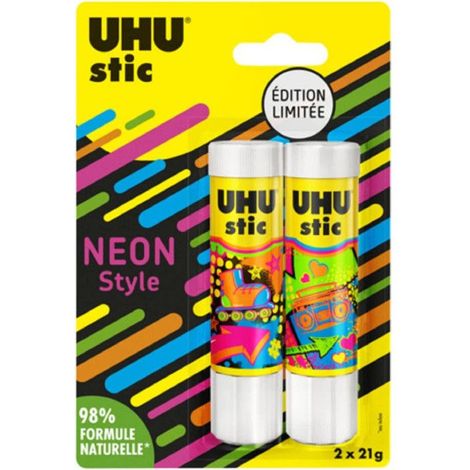 Bâtons de colle - UHU - Stic - Édition Limitée Néon - Lot de 2 - 21g chacun