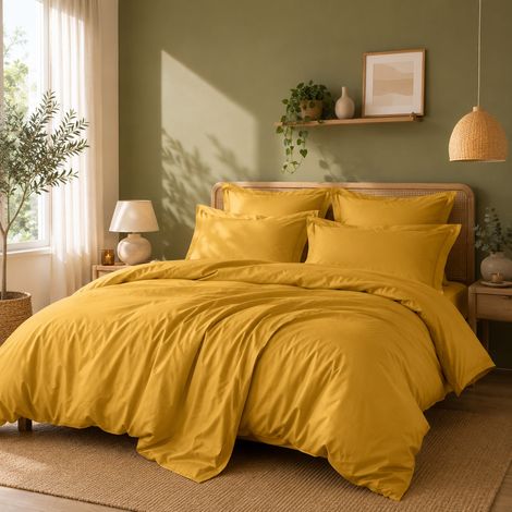 Housse de couette Percale de coton peigné 80 fils/cm²- 260 x 240 cm - Mangue (1/3)