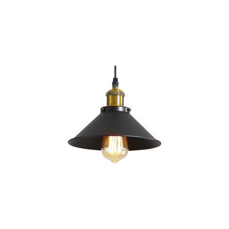 Suspension luminaire industrielle vintage en métal noir – Ø22 cm – Culot E27 – Hauteur réglable jusqu'à 120 cm –Ampoule non incluse (1/5)