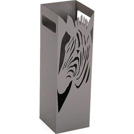 Porta ombrelli tortora vaschetta scola pioggia decoro zebra per negozio ufficio ingresso casa in metallo (1/4)