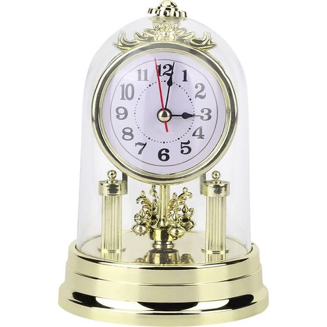 Europäische Retro-Kaminuhr 11 x 17 cm – geräuschlos – goldfarben – Wohnzimmer-/Schlafzimmer-/Wohndekoration