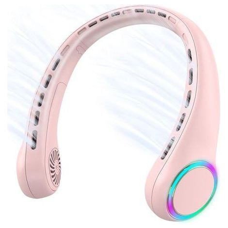 Tragbarer Nackenventilator leise mit 4000mAh Akku  USB Halsventilator wiederaufladbar mit 3 Geschwindigkeitsstufen  blattlos für Home Office, Sport & Outdoor, Rosa (1/5)