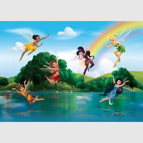 Papier peint intissé - Les fées Disney sous l'arc-en-ciel - 360x254 cm