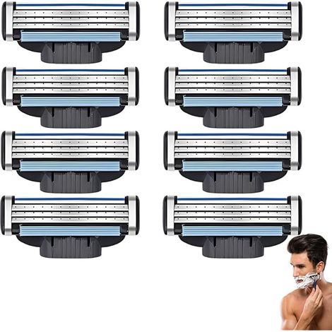 One Blade Lames, 8 Pièces Lames De Rasoir 3 Couches Bleu Noir Pour Rasage Précis Et Doux (1/5)