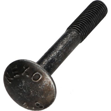 TRCC JAPY tête ronde collet carré M8X60 Filetée sur 22 Filetage partiel Acier zingué noir-10 pièces (1/3)