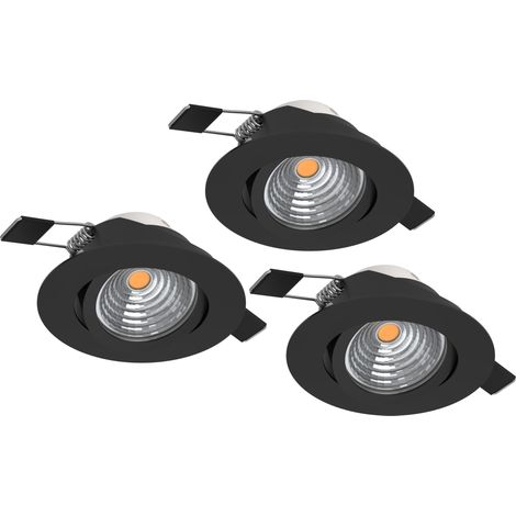 Set 3 Faretti Incasso Moderno Saliceto Alluminio Nero Led 6W 3X580Lm Ip20 (1/2)