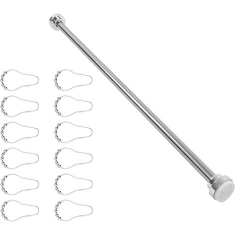 Tringle extensible 80cm avec 12 crochets inoxydables pour placard, salle de bain, douche, balcon et penderie (1/5)