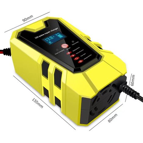 12V 6A JauneChargeur 12 V pour batteries de voiture, batteries de moto et batteries au plomb-acide (1/4)