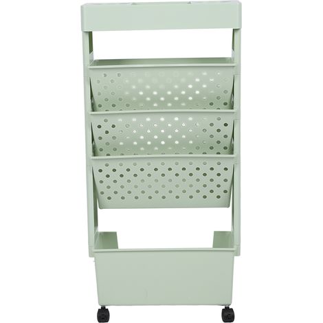 Étagère de rangement pour livres 5 niveaux, amovible et sur roulettes, grande capacité, multifonction, déplaçable, couleur verte (1/5)