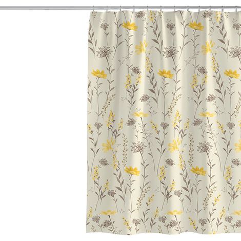 Shower Curtain 100 x 200 cm Plants Flowers Thick Mildew Resistant Polyester Fabric Shower Curtain Liner for Bathroom Decor Waterproof Bath Curtain with Hooks, Machine Washable Heavy Duty