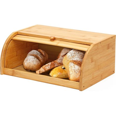 Boîte à Pain en Bambou 38 x 26 x 16,5 cm - Couvercle en Bambou - Design Moderne - Rangement Élégant pour Cuisine (1/5)