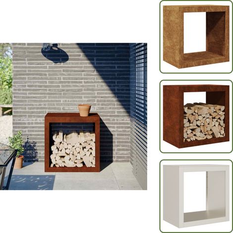 VidaXL Étagère à bois 60x40x60 cm acier résistant aux intempéries (1/5)