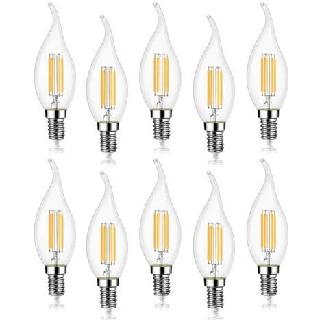 AGE Lot de 10 4W Ampoule de Filament LED E14 470LM Flamme Bougie Blanc froid 6000K, Non-Dimmable, Angle de Faisceau 360° (1/5)