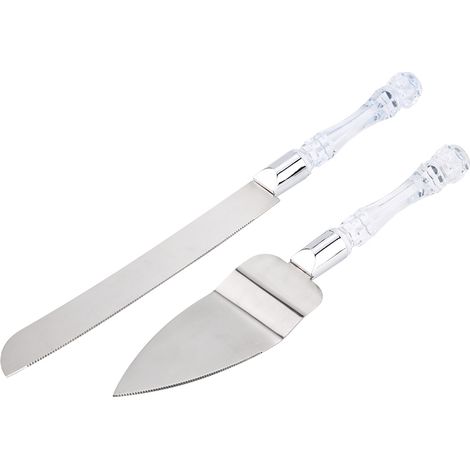 Juego de 2 espátulas para pasteles, acero inoxidable, mango acrílico, herramienta de repostería, cocina profesional. (1/5)