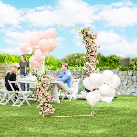 Arche de mariage en métal doré 2,2 m, support pour cérémonie, jardin, ballons et fleurs