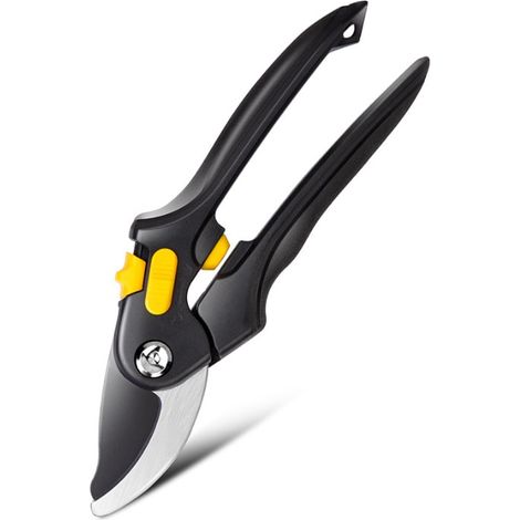 Bypass-Gartenschere, Schnittdurchmesser: 1,6 cm, hochwertige Stahlklingen mit Antihaftbeschichtung, Länge: 21,5 cm, Schwarz (1/5)