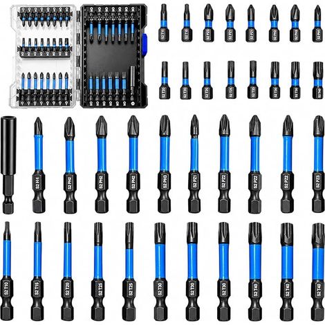 embouts de tournevis à percussion magnétiques S2, embouts de tournevis hexagonaux, Phillips, Pozidriv et Torx avec embouts hexagonaux de 6,35 mm pour tournevis électrique (1/5)