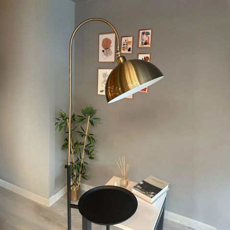 Lampadaire Gorkiede Métal Moderne E27 Largeur 37 cm Abat-jour Réglable Tablette Variateur
