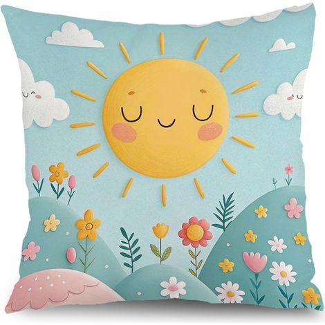 Taie d'oreiller fleurs printanières, housse décorative vintage pour salon chambre maison,50×50cm (1/5)