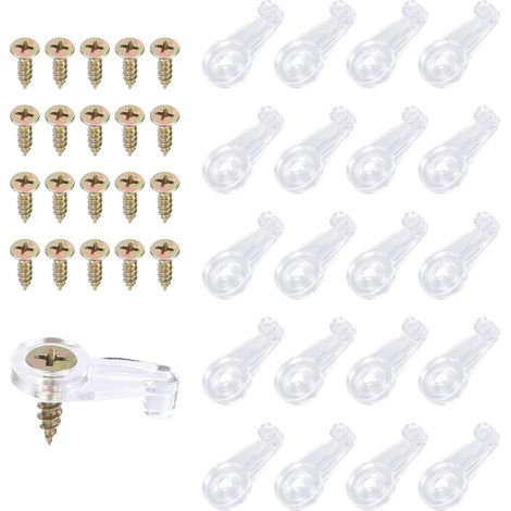 20pcs Clips Fixation pour Vitres, Support Miroir en Plastique Transparent avec Vis Clips Miroir Mural Fixations pour Panneaux Verre Portes et Fenêtres Fixation Murale (1/5)