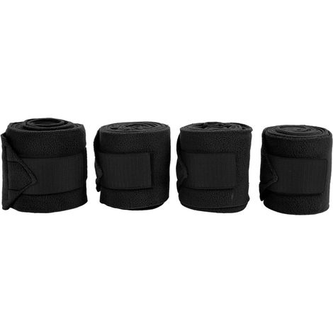 Bandages en polaire Double face auto-adhésifs pour jambes de cheval, 4 pièces, pour l'entraînement et l'exercice, noir (1/5)