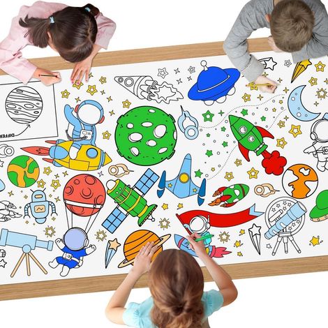 Nappe à colorier Espace 183x76cm - Immense nappe en papier DIY pour enfants