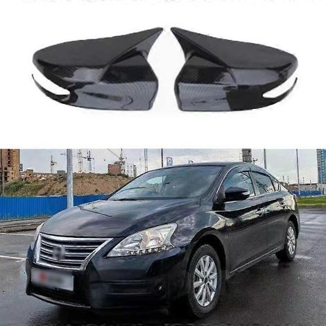 Passend für 12 Old Xuan Yi Modified Sylphy Horn Rearview Mirror Cover Decoration Rear Mirror Cover--Hell Black left Test