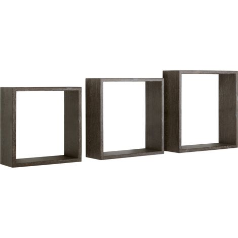 Set 3 Mensole da Parete Cubo in Fibra di Legno Incubo Slim Rovere Scuro (1/5)