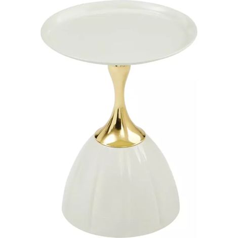 Table basse design moderne en métal blanc et or LUXIA (1/3)
