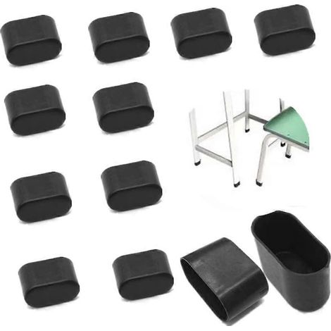 22 embouts de pieds de meubles ovales en caoutchouc de 40 x 20 mm, antidérapants, pour meubles de jardin et pieds de chaises. (1/4)