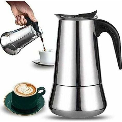 Cafetière italienne 12 tasses en acier inoxydable compatible tous types de feux 12 tasses (1/5)