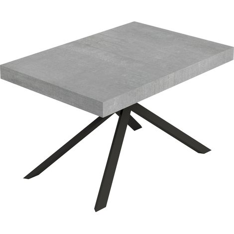 Tavolo Allungabile 120-224x90x74 cm Niket Cemento Gambe Antracite
