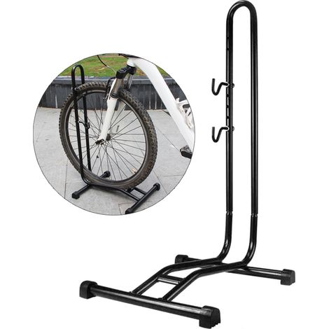 Support vélo parking amovible, rack de rangement au sol réglable pour bicyclette, organiseur de stockage mural et solide, support stable pour vélo à poser (1/5)