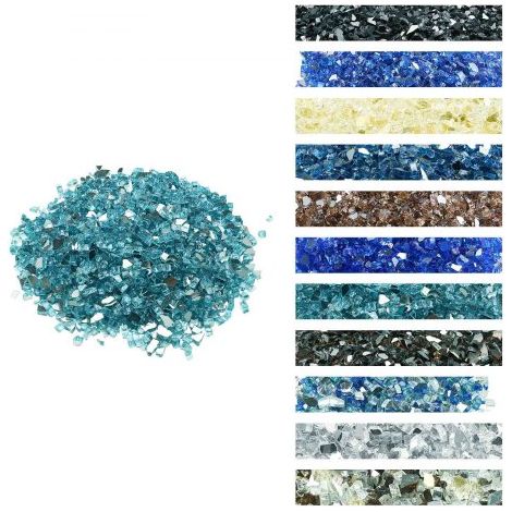 Verre de Feu pour Braséro, 4,5 kg, Pierres en Verre pour Foyer à Gaz, 12,7 mm, Sans Fumée, Réfléchissante, Pierres Décoratives Résistantes pour Cheminée à Gaz, Intérieur et Extérieur, Bleu Aqua (1/3)