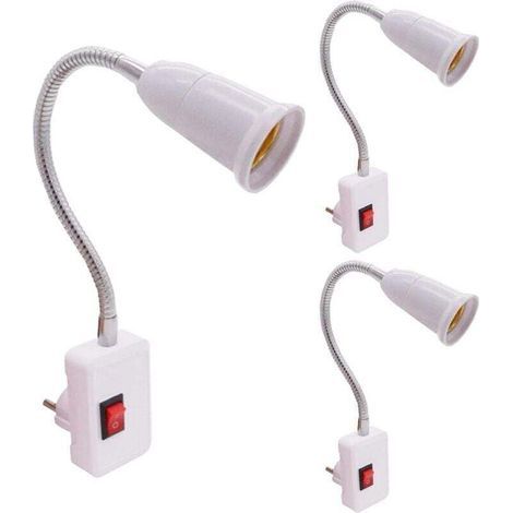 Set di 3 portalampade E27: portalampada E27 senza cavo con interruttore, spina UE, 23 cm, base E27, collo d'oca regolabile a 360°, portalampada per lampada da cucina, luce da garage (1/4)