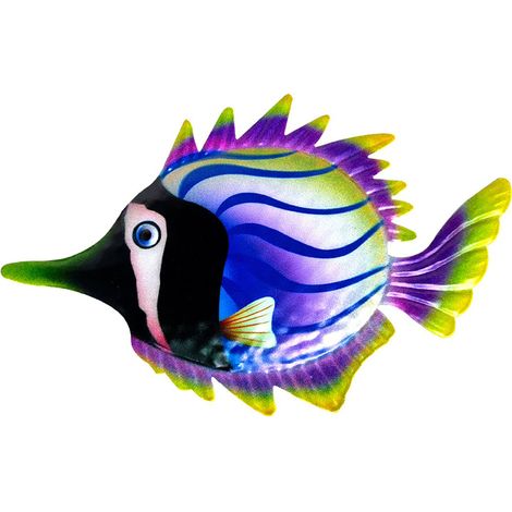 Sculpture en Fer Colorée pour Jardin - Décoration Métallique Poissons à Suspendre Balcon Terrasse (1/5)