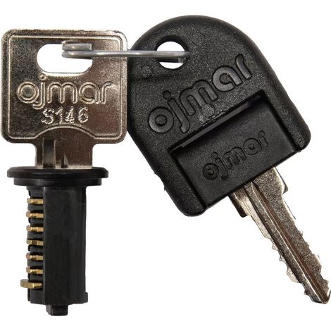 Cylindre amovible pour serrure de meuble, finition noire  OJMAR - S'entrouvrant sur N° S004