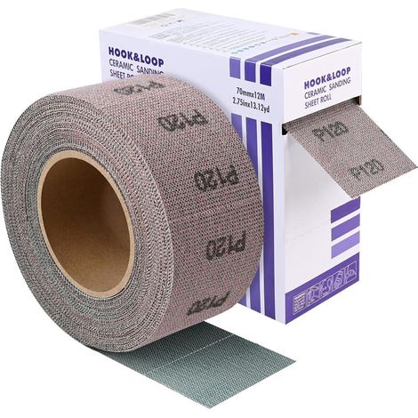 Netz Schleifpapier Rolle P120 Klett 70mm x 12m für Holz, Metall, Wand (1/5)