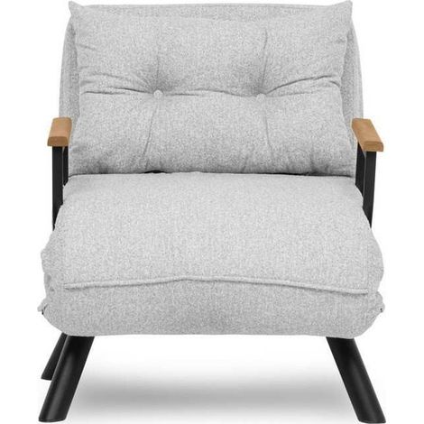 Fauteuil convertible avec dossier réglable en tissu teddy gris - Enea