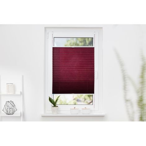 K-home Klemmfix Palma, Tenda plissetata, Rosso (Bordeaux), 70 x 130 cm (1/2)