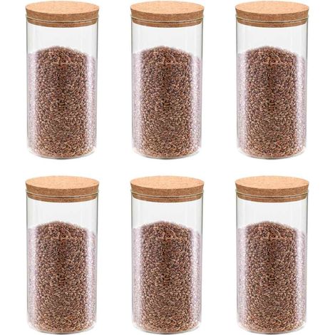 50841 Storage Glass Jars with Cork Lid 6 pcs 1400 ml vidaXL