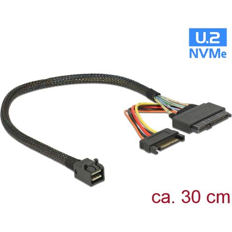 Delock Cable SFF-8643 macho  U.2 SFF-8639 + alimentaciÃ³n de SATA 30 cm