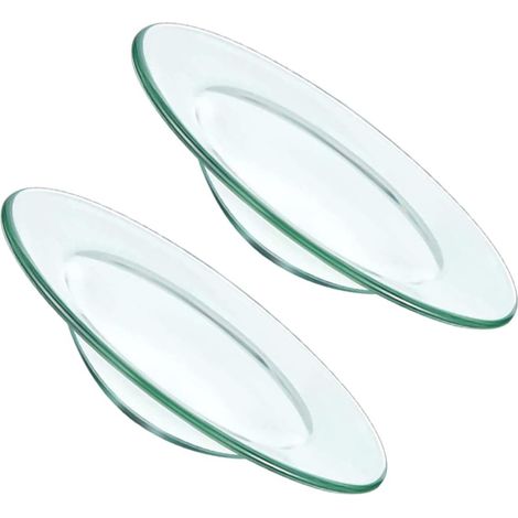 Coupelles en Verre Rondes 10 Cm 2 Pièces, Accessoire Chauffage Fondant de Cire avec Plateau, Brûleur Parfum d’intérieur pour Lampes Aromatiques et Diffuseurs, Nettoyage Simple et (1/5)